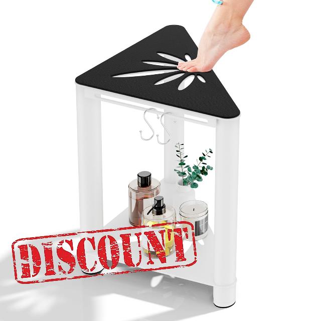 Derbaeeo Metal Corner Shower Stool for Shaving Legs