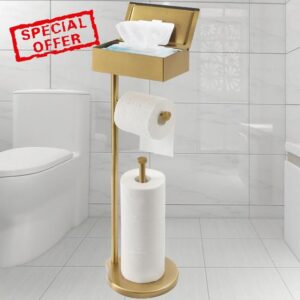 theaoo Gold Toilet Paper Holder Stand with Phone Shelf