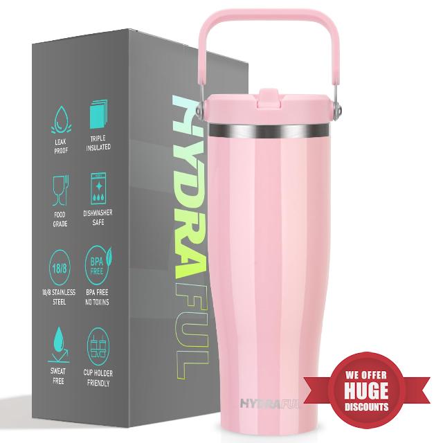 Hydraful 50 oz Tumbler with handle flip straw