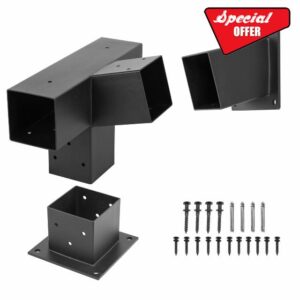 Meruzy 15&deg;Slanted Roof Wall Mount Pergola Extension Bracket Kit for 4x4 Wood Posts
