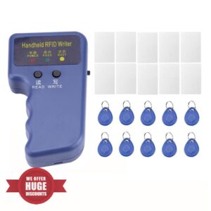 125Khz RFID Reader Writer Handheld HID RFID Copier RFID Duplicator for 125Khz ID and HID Cards Key Fobs +10pcs T5577 Key Fob Tags + 10pcs T5577 RFID Cards