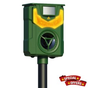 Careland Upgraded Solar Animal Repeller Deer Repellent Devices with Motion Sensor and Flame Light Cat Repellent Outdoor Waterproof Dog Raccoon Skunk Deterrent (Green 1Pack)