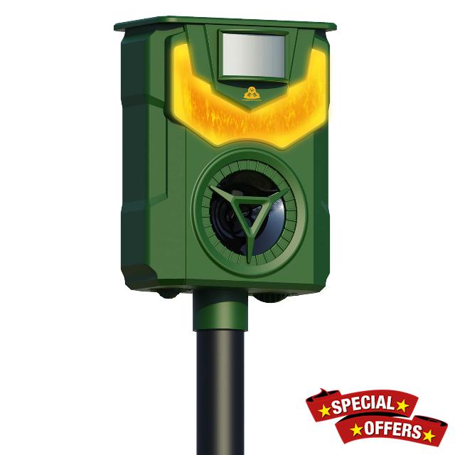 Careland Upgraded Solar Animal Repeller Deer Repellent Devices with Motion Sensor and Flame Light Cat Repellent Outdoor Waterproof Dog Raccoon Skunk Deterrent (Green 1Pack)