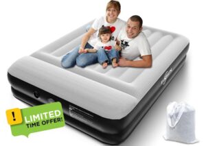 Inflatable Queen Air Mattress with Built-in USB Pump