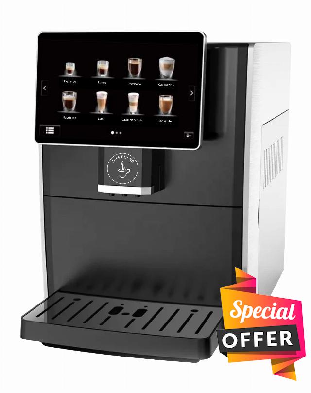 Cafe Bueno Super Automatic Espresso & Coffee Machine - Durable Automatic Espresso Machine With Grinder and Milk Frother- Easy To Use Espresso Coffee Maker Combo 7" Touch Screen - 19 Drink Recipes