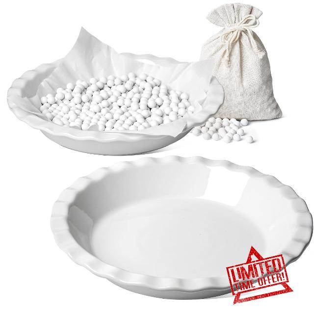 LE TAUCI Ceramic Pie Dish and Pie Weights Set