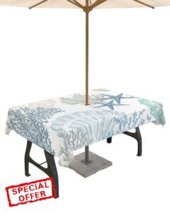 Coastal Outdoor Tablecloth - 60x102 Inch Rectangle Dining Table Cover