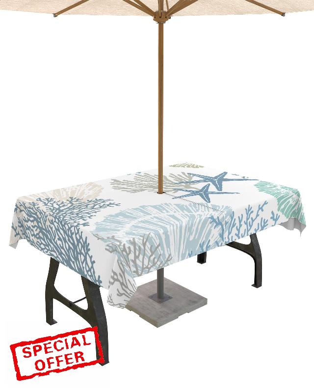 Coastal Outdoor Tablecloth - 60x102 Inch Rectangle Dining Table Cover