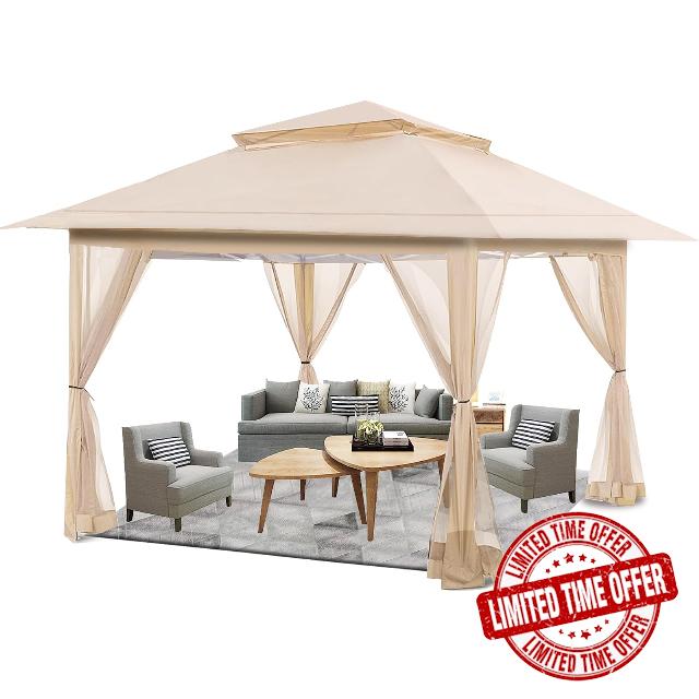 JKING 13'x13' Pop Up Gazebo with Mosquito Netting