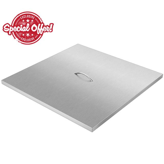 APWONE Fire Pit Cover Square 27" x 27" x 1" Fire Pit Burner Pan Cover 304 Heat Resistant Stainless Steel Fire Pit Lid for Drop-in Fire Pit Pan Fire Pit Burner Pan Cover