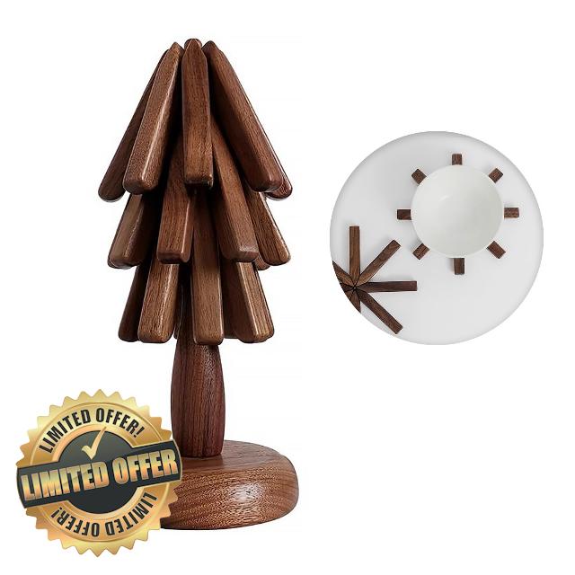 Wooden Trivets for Hot Dishes Tree Shape Trivet Set Coaster for Teapot Hot Pots (Black Walnut)
