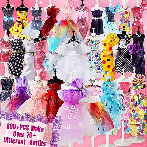 Girls' Fashion Creativity DIY Arts & Crafts Kit with 4 Mannequins for Girls Birthday Gift