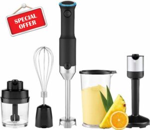 CRIOH Cordless Portable Immersion Blender 5-in-1 Blender Set with Ice Crushing Power