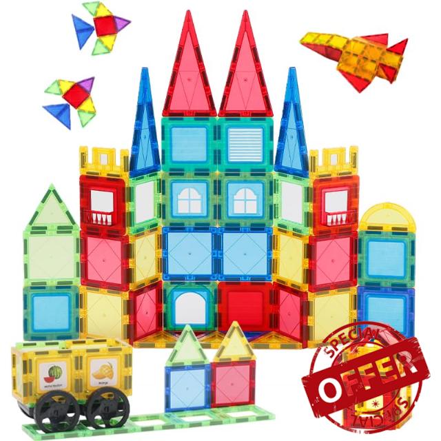 TOFIK Magnetic Tiles 103 PCS Magnetic Building Set for Kids Educational Perfect STEM Toys Gift for Boys and Gilrs