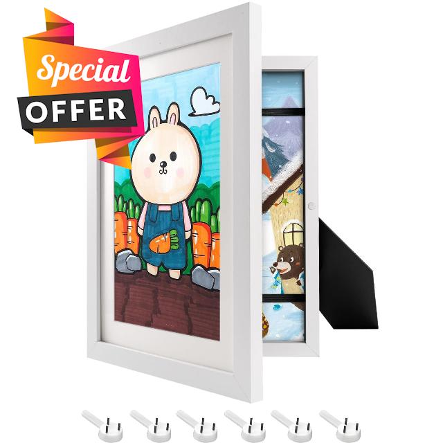 Upgraded Kids Art Frame Placing or Hanging Kids Artwork Picture Frames Changeable Front-Opening 10x12.5 Kids Artwork Display Storage Frame for Drawings