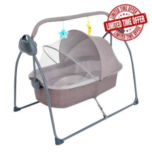 Baby Cradle Swing 5 Speed Electric Stand Crib Auto Rocking Chair Bed with Remote Control Infant Musical Sleeping Basket for 0-18 Months Newborn Babies