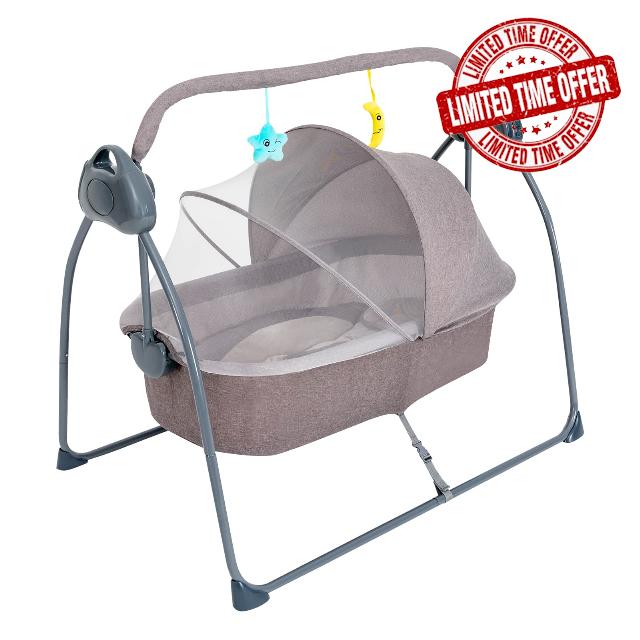 Baby Cradle Swing 5 Speed Electric Stand Crib Auto Rocking Chair Bed with Remote Control Infant Musical Sleeping Basket for 0-18 Months Newborn Babies