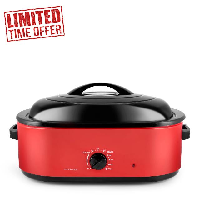 18Qt. Electric Roaster Oven with Metal Inner Rack - Red