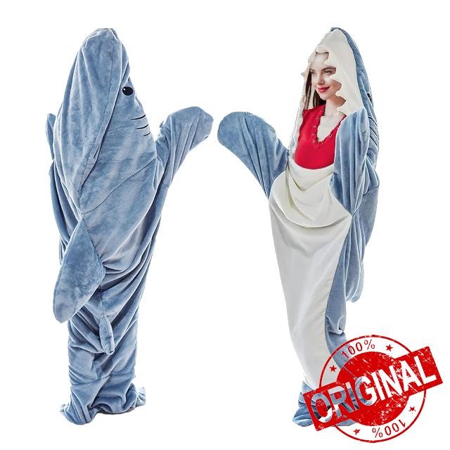 Shark Blanket Onesie Adult Wearable Shark Blanket Super Soft Cozy Flannel Hoodie Cute Funny Cozy Flannel Pajamas Shark Sleeping Bag for Boys Kids Adult Creative Gifts(M)