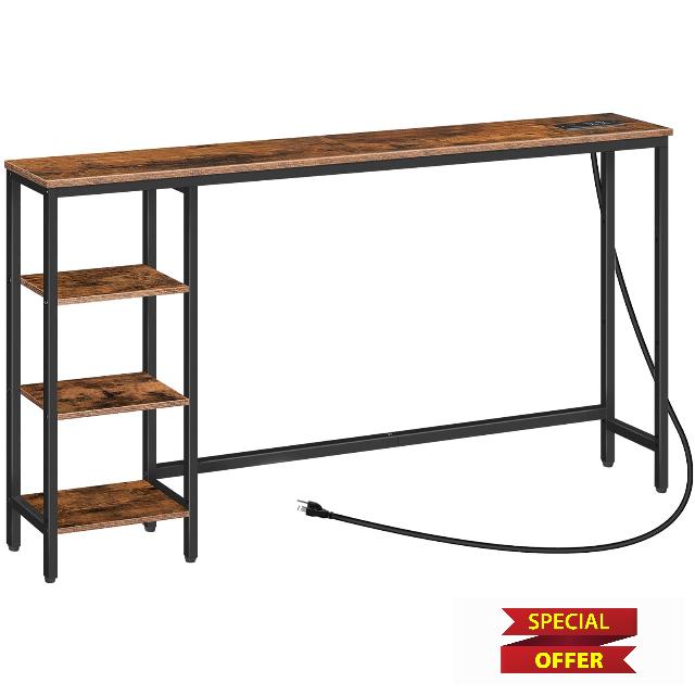 HOOBRO Console Table with Power Outlet