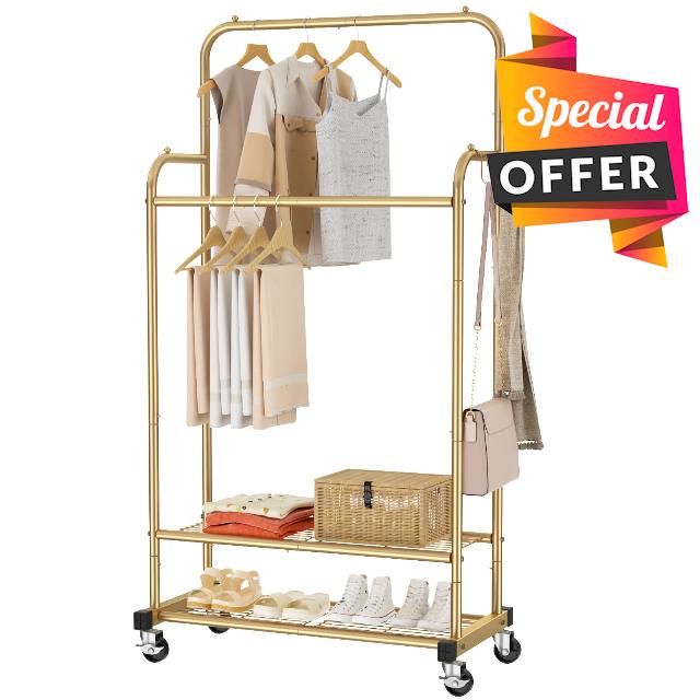 Zitrodge Double Rod Clothes Garment Rack