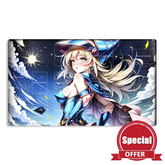 New Mlikemat Playmat Dark Magician Girl TCG CCG OCG Trading Card Game Mat with Zones + Free Bag (ZD039-010-A)