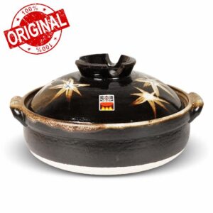 Yokkaichi Banko-yaki Donabe Clay Pot : Elegant Autumn Leaf Earthenware Pot – Microwave and Oven safe－Perfect for Stewed & Hot Pot Dishes