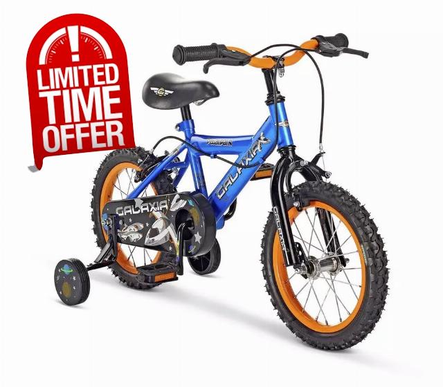 Pedal Pals Galaxia 14 inch Wheel Size Kids Mountain Bike | Blue Steel Frame | Calliper Brakes | Adjustable Seat & Handlebars | ATB Tyres | Compatible with stabilizers (Included)