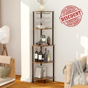 CRUDATE Corner Wine Rack Freestanding Floor Liquor Cabinet