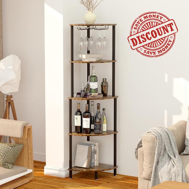 CRUDATE Corner Wine Rack Freestanding Floor Liquor Cabinet