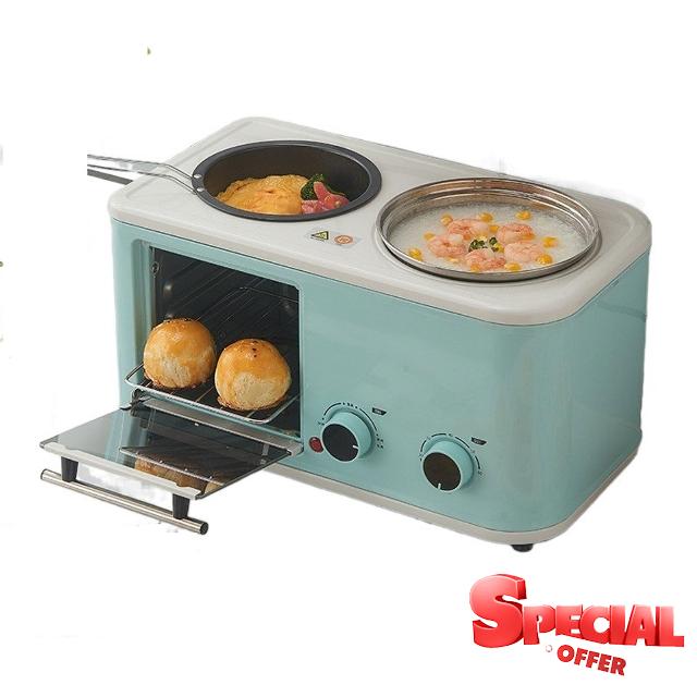 Breakfast Maker Breakfast Station 3 in 1 Multifunctional Toaster Oven Station Stainless Toaster With Griddle for Frying