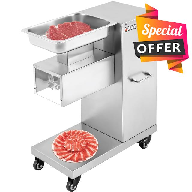 110V 850W Commercial Meat Cutter Machine 500Kg/H 1100Lb/H Electric Meat Cutting Machine Commercial Meat Slicer with 3mm Blade Stainless Steel Food Slicer for Kitchen Restaurant Supermarket
