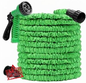Expandable Flexible Latex Free Light Weight Garden Water Hose with Seven Built-in Settings Spray Nozzle Light Green by 64 Traders 100F