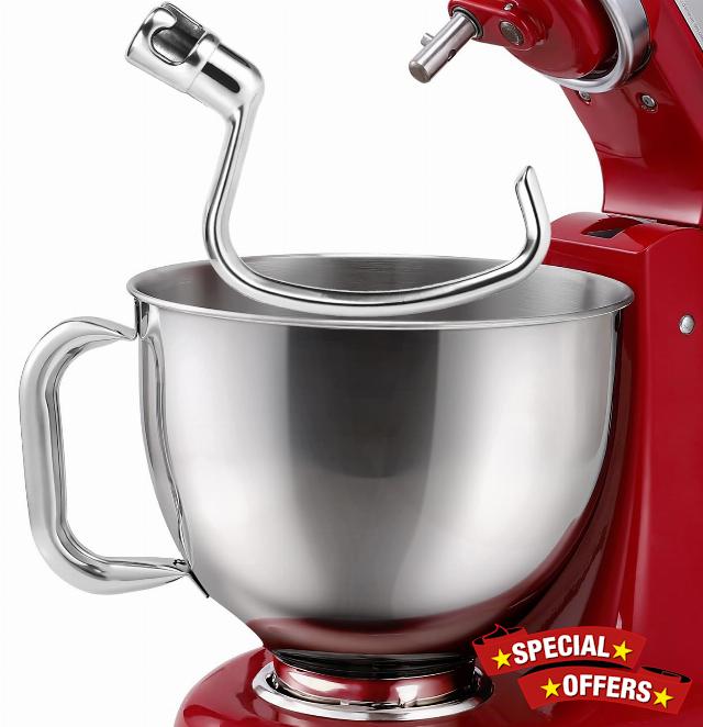 Stainless Steel Mixing Bowl & Dough Hook for KitchenAid 4.5 & 5.0 Quart Tilt-head Mixers