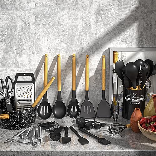 Black Wooden Handles Kitchen Gadgets Tools Set