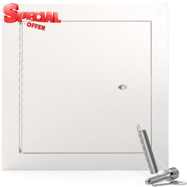 NYCO - White Steel Access Panel for Drywall with Automatic Springbolt Lock & Key - 12 3/8" x 12 3/8" Wall Access Panels - Drywall Access Door for Plumbing & Electrical Wall Cover - Hole Panel Cover