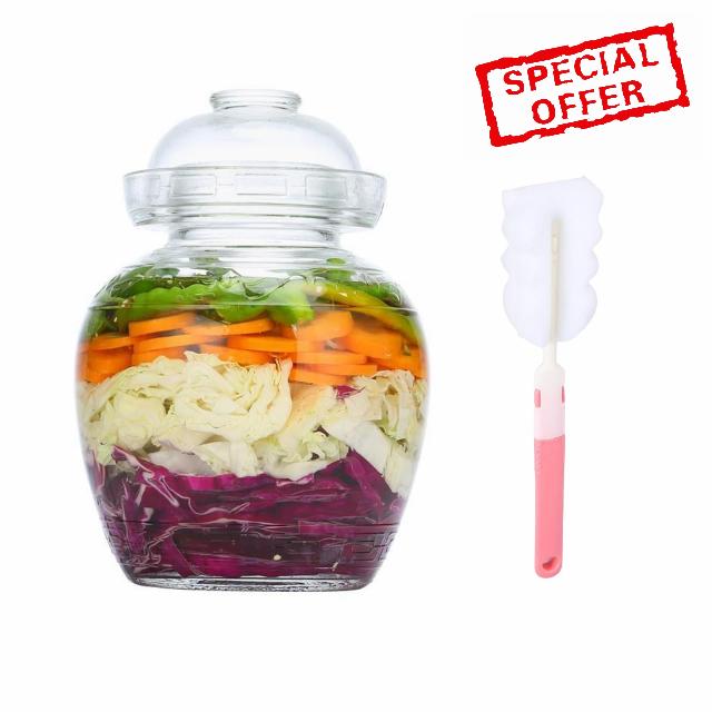 Qunine Glass Pickle Jar 2.5L Fermentation Jar Crock
