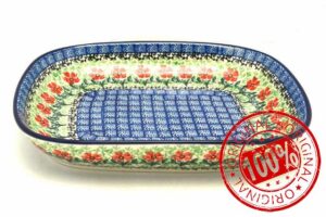 Polish Pottery Baker - Shallow Rectangular - Small - Maraschino