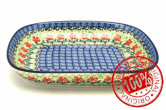 Polish Pottery Baker - Shallow Rectangular - Small - Maraschino