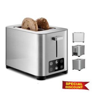 Redmond Bread Toaster 2 Slice - Full Touch Screen Toaster w/LED Display & 6 Browning Setting - Stainless Steel Digital Toaster with Screen -Wide Bagel Toaster Oven with 2 Slice Toaster for Fast Toast