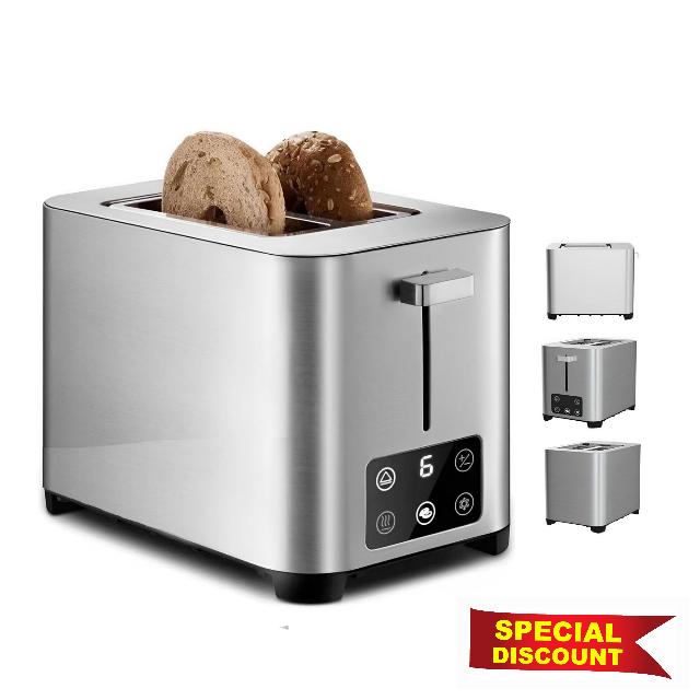 Redmond Bread Toaster 2 Slice - Full Touch Screen Toaster w/LED Display & 6 Browning Setting - Stainless Steel Digital Toaster with Screen -Wide Bagel Toaster Oven with 2 Slice Toaster for Fast Toast
