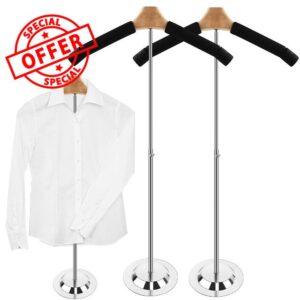 Hlimior 2 Pack AdjustableT Shirt Display Flexible Shoulder Stand，Portable T Shirt Display Stand for Clothing Garment Coat Retail Vendor，Shirt Rack，Metal Clothing Display Rack
