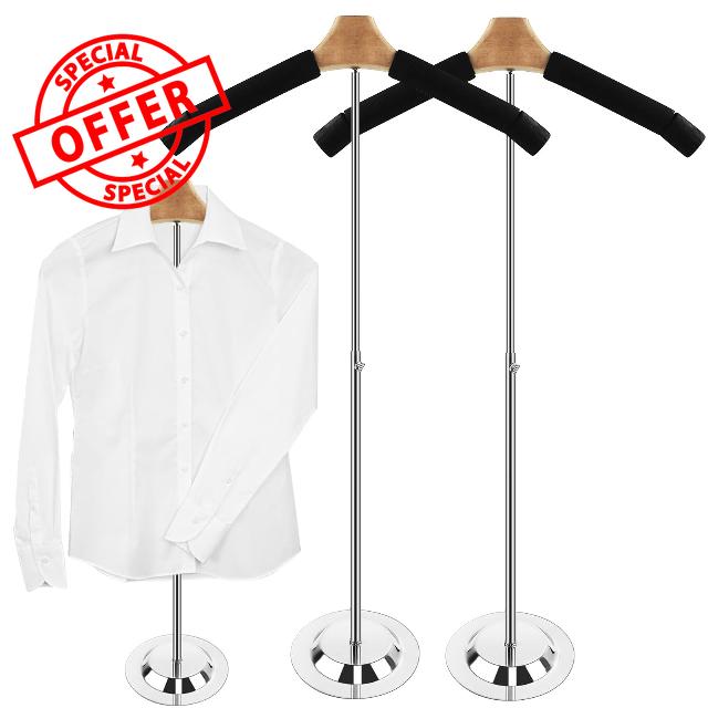 Hlimior 2 Pack AdjustableT Shirt Display Flexible Shoulder Stand,Portable T Shirt Display Stand for Clothing Garment Coat Retail Vendor,Shirt Rack,Metal Clothing Display Rack