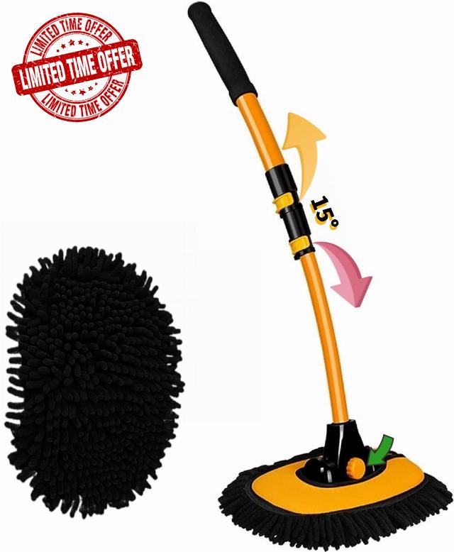 Car Wash Brush with Long Handle Microfiber Car Wash Mop Glove Car Cleaning Supplies Set Dust Collector Kit