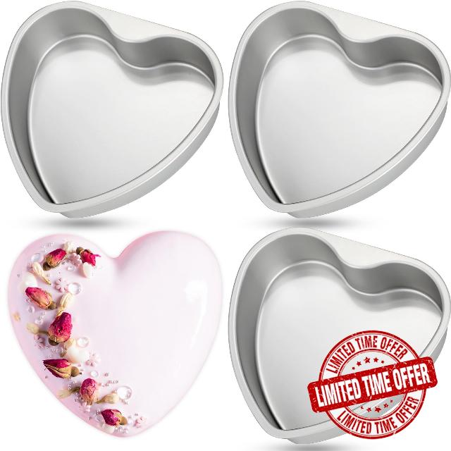 Mifoci 3 Pieces 10 Inch Heart Shaped Cake Pans Aluminum Cake Pans Heart Cake Mold Funny Cake Tins for Baking DIY Baking Mold Tool for Kitchen Wedding Birthday Valentine Day