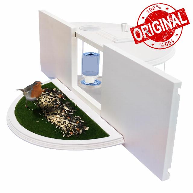 The EMAISTORE Window Bird Feeder with an Artificial Grass and Waterer- Attachment with 180° View from Inside Your Home - is Designed to Provide a Convenient and Enjoyable Bird Watching Experience.
