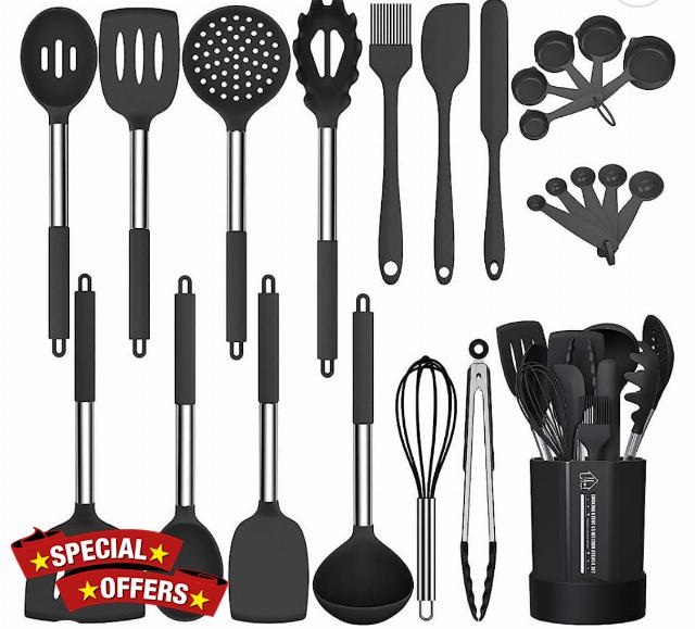 24 pc silicone kitchen utensil cookware set