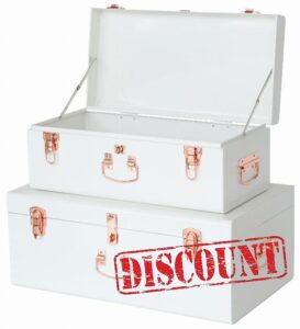 Vixdonos Decorative Large Metal Box Storage Trunk Chest Set of 2 Kids' Toy Organizer with Hardware Hasps and Handle for Home Deocr