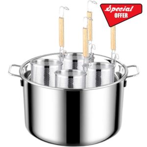 UTOYA 3/4/5 Holes Stockpots With Lids，Commercial Stainess Steel Pasta Pot Cooker Insert Set With Divider And Colander Strainer For Home Kitchen Restaurant Strainer Basket Cookware (Color : 4 Holes