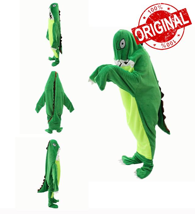 Dinosaur Blanket Super Soft Cozy Flannel Hoodie Dinosaur Sleeping Bag Dinosaur Tail Wearable Fleece Throw Blanket for Adult Children XXL